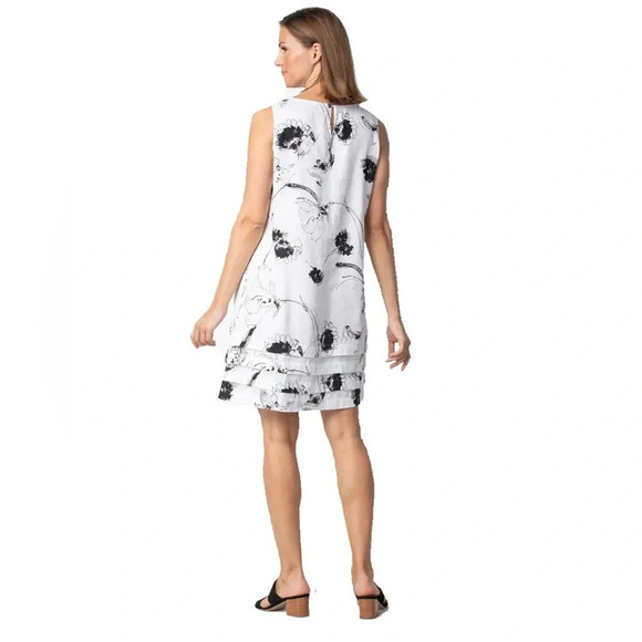 Habitat Linen Sketched Floral Pocket Dress White Size Small - Picture 2 of 11